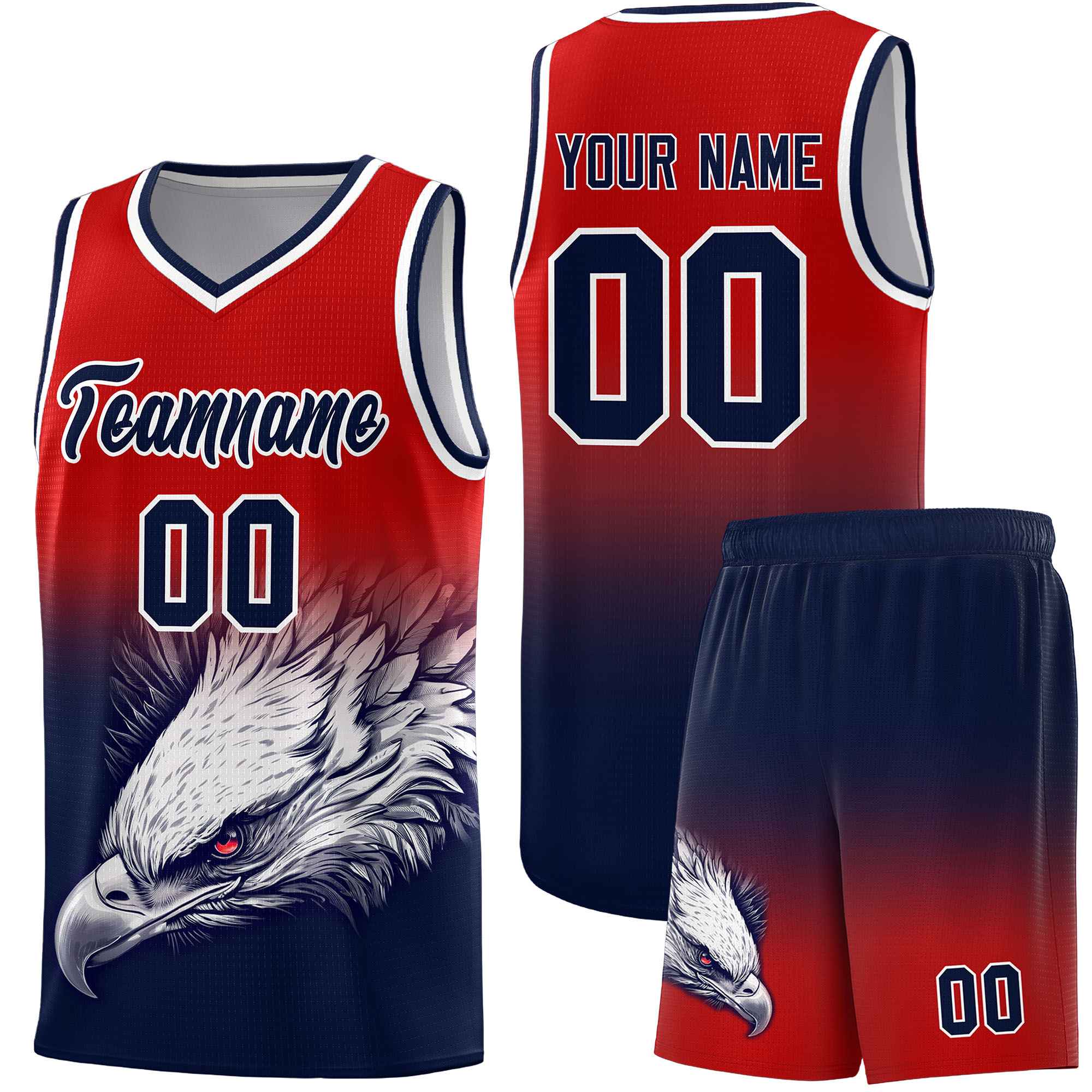 Custom Royal Orange Basketball Kits with Eagle Pattern