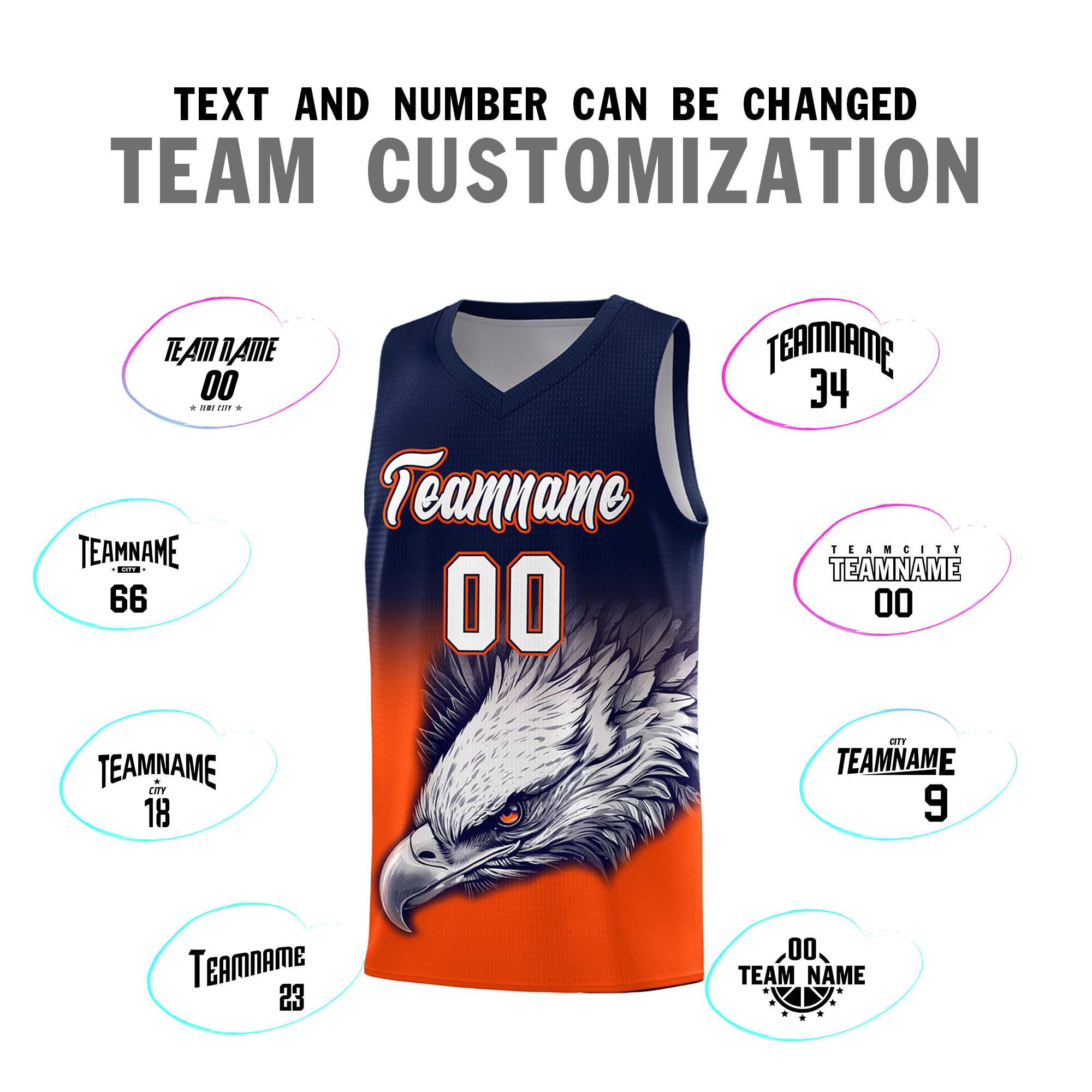 Custom Navy Yellow Basketball Kits with Eagle Pattern