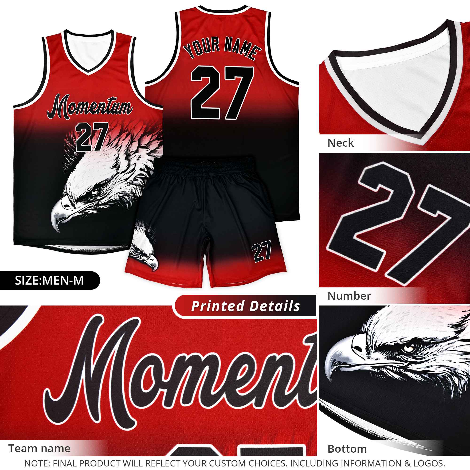 Custom Gray Powder Blue Basketball Kits with Eagle Pattern
