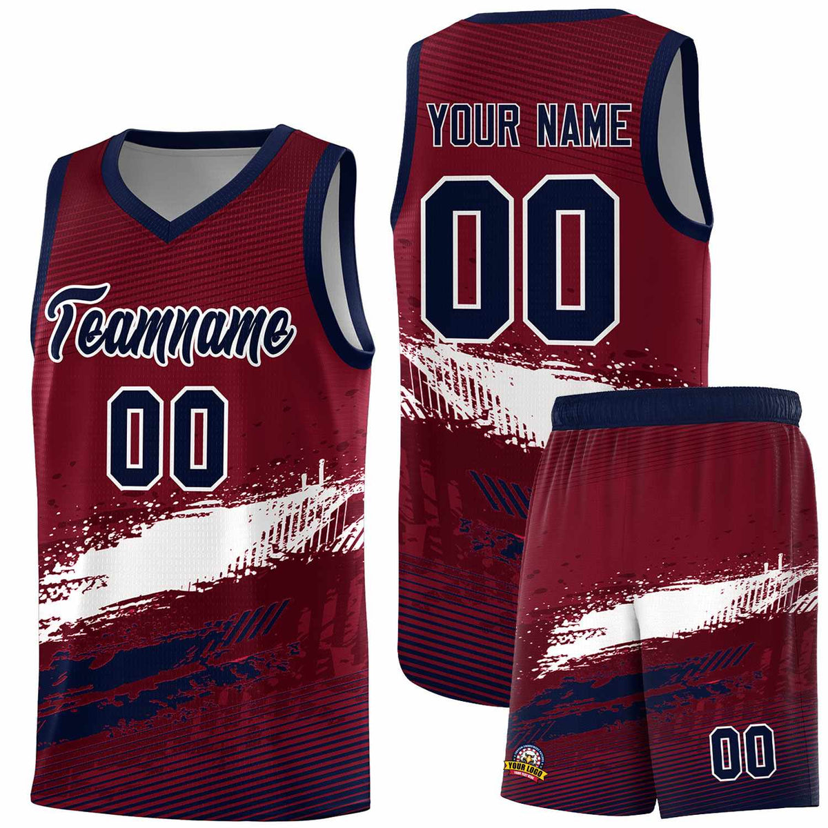 Custom Crimson White and Navy Graffiti Pattern Sports Uniform Basketball Jersey