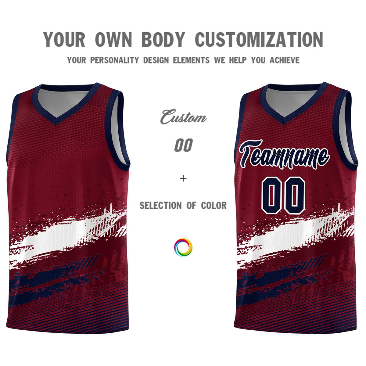 Custom Crimson White and Navy Graffiti Pattern Sports Uniform Basketball Jersey