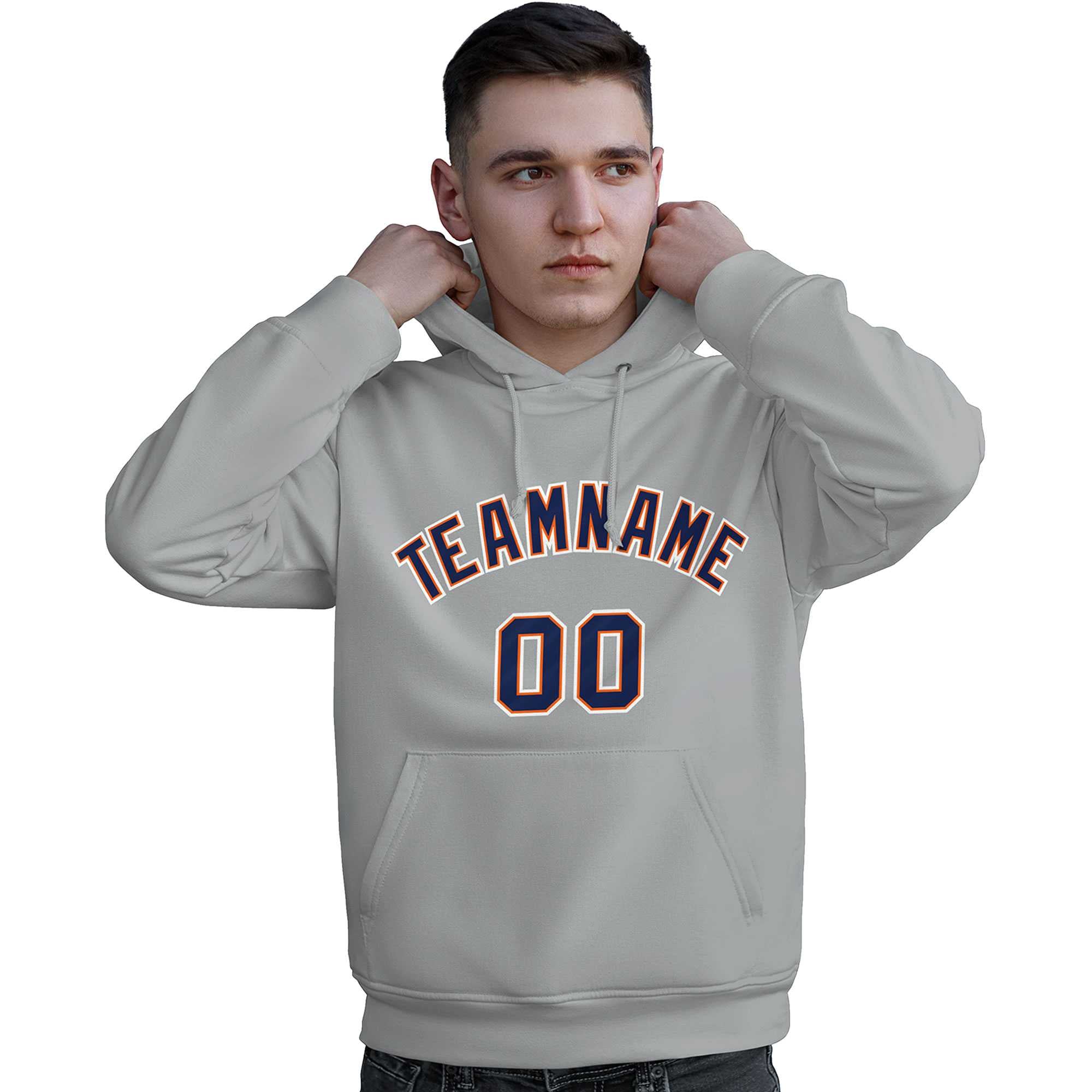 Custom Gray Royal-Orange Classic Style Personalized Sport Pullover Hoodie