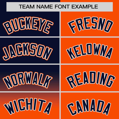 Custom Orange Navy Personalized Half Gradient Design Authentic Baseball Jersey
