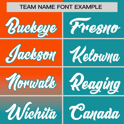 Custom Aqua Orange Personalized Half Gradient Design Authentic Baseball Jersey