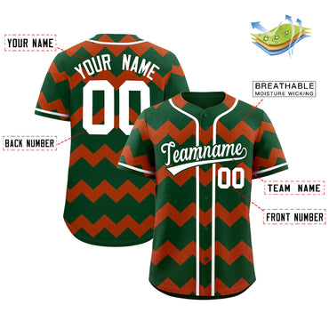 Custom Green-Texas Orange White Personalized Ripple Design Authentic Baseball Jersey