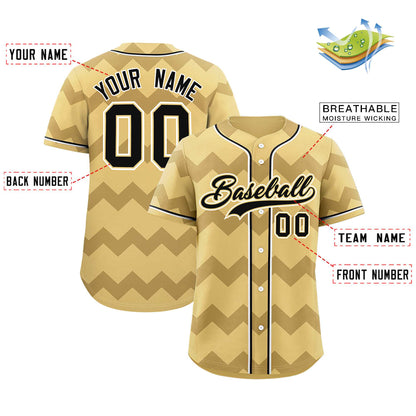 Custom Khaki Black-White Personalized Ripple Design Authentic Baseball Jersey