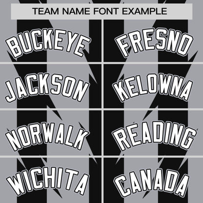 Custom Gray Black Raglan Sleeves Blade Pattern Authentic Baseball Jersey