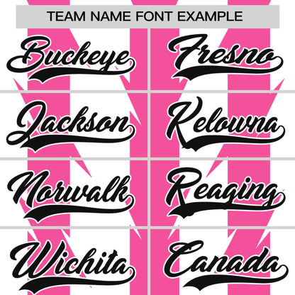 Custom White Pink Raglan Sleeves Blade Pattern Authentic Baseball Jersey