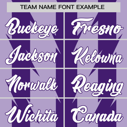 Custom Light Purple Purple Raglan Sleeves Blade Pattern Authentic Baseball Jersey