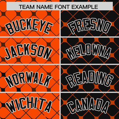 Custom Orange Black Split Fashion Plaid Design Authentic Baseball Jersey