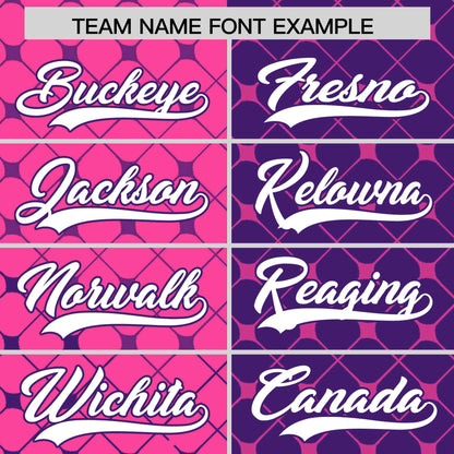 Custom Pink Purple Split Fashion Plaid Design Authentic Baseball Jersey