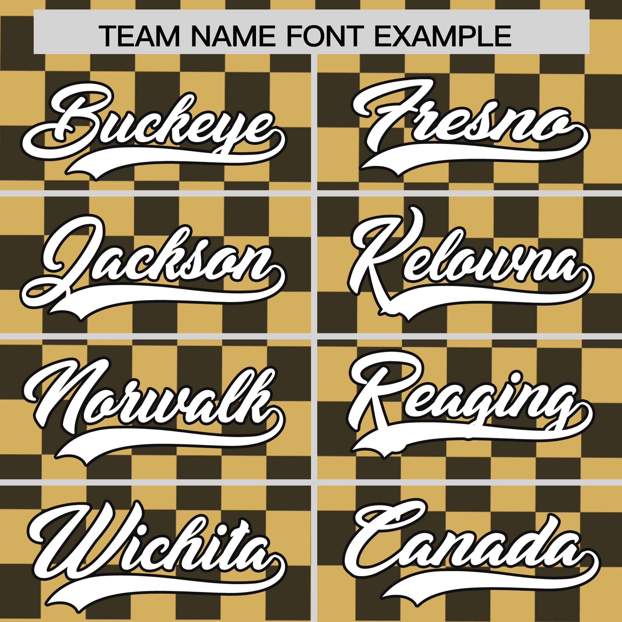 Custom Old Gold Black Personalized Plaid Fashion Design Authentic Baseball Jersey