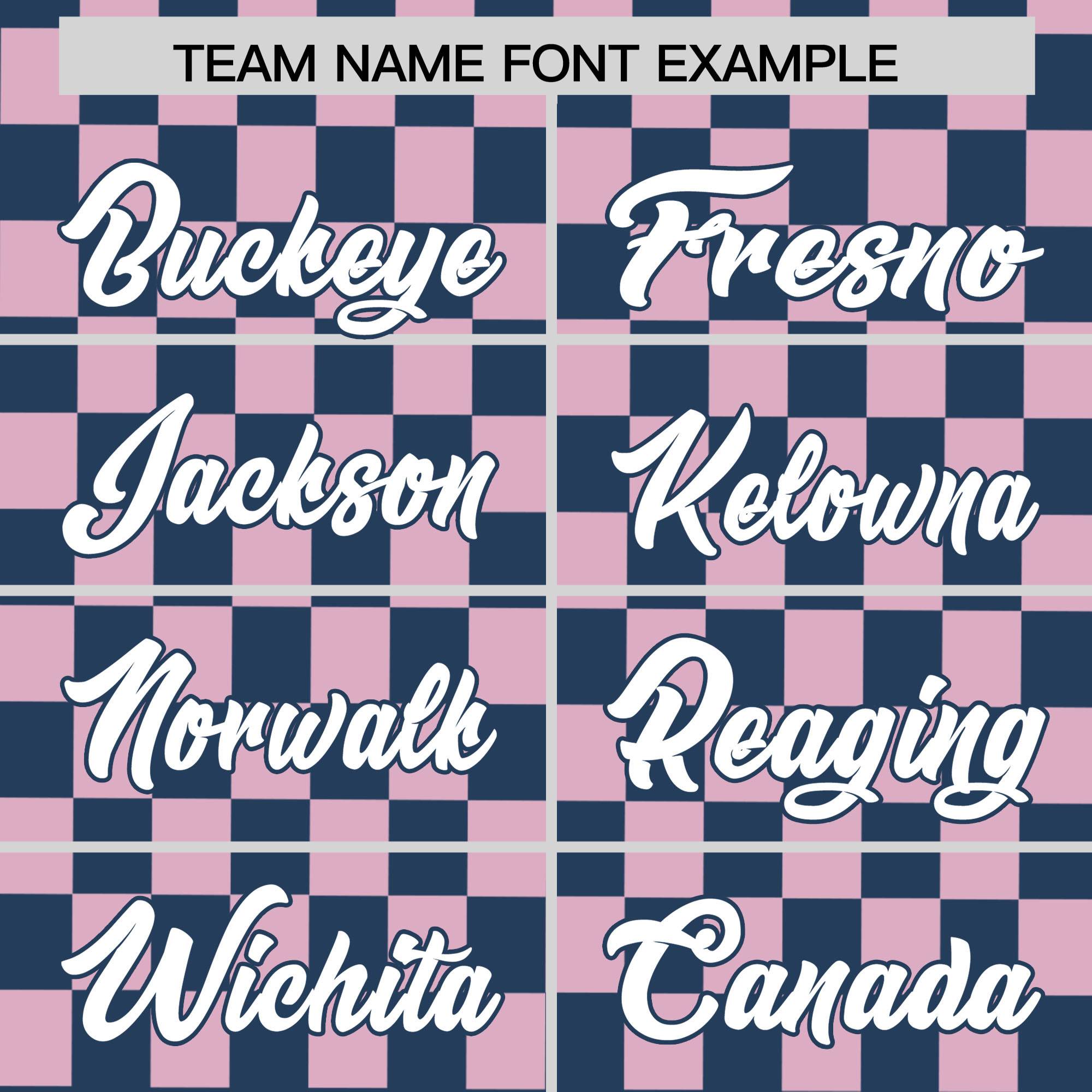 Custom Midnight Blue Light Pink Personalized Plaid Fashion Design Authentic Baseball Jersey