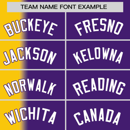 Custom Purple Gold Pinstripe Personalized Gradient Authentic Baseball Jersey