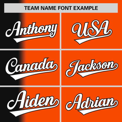 Custom Orange Black Pinstripe Personalized Gradient Authentic Baseball Jersey
