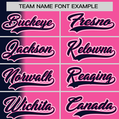 Custom Pink Navy Pinstripe Personalized Gradient Authentic Baseball Jersey