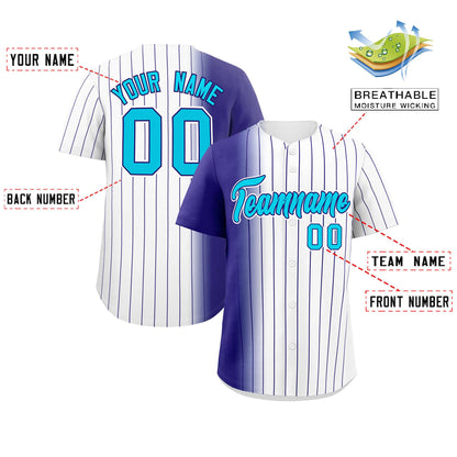 Custom White Purple Pinstripe Personalized Gradient Authentic Baseball Jersey