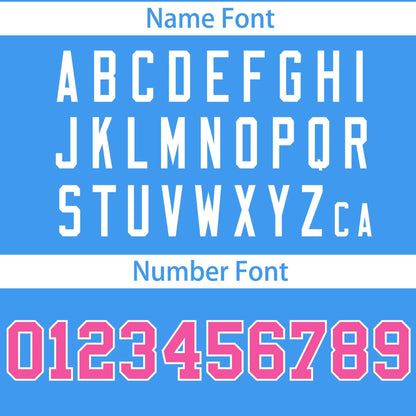 Custom Pink Powder Blue Color Block Personalized Raglan Sleeves Authentic Baseball Jersey