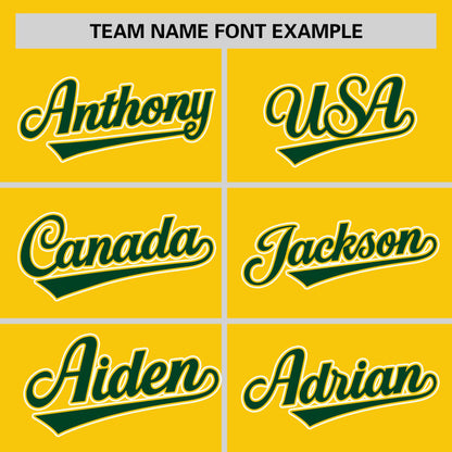 Custom Gold Green-White Personalized Color Block Authentic Baseball jersey