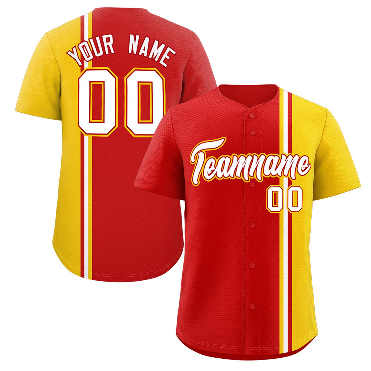 Custom Red Gold-White Personalized Color Block Authentic Baseball jersey