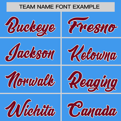 Custom Powder Blue Crimson-White Personalized Color Block Authentic Baseball jersey