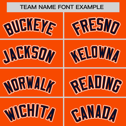 Custom Orange Navy Pinstripe Personalized Raglan Sleeves Authentic Baseball Jersey