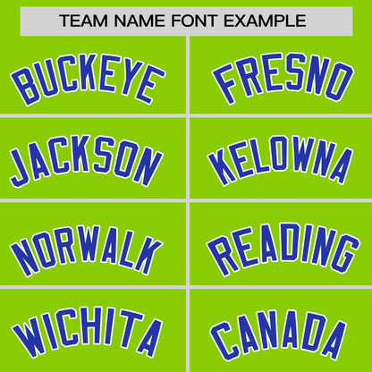 Custom Neon Green Royal Pinstripe Personalized Raglan Sleeves Authentic Baseball Jersey