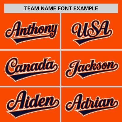 Custom Orange Navy Pinstripe Personalized Raglan Sleeves Authentic Baseball Jersey