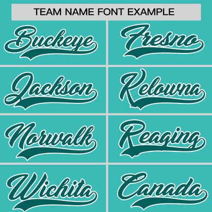 Custom Bright Green Aqua Pinstripe Personalized Raglan Sleeves Authentic Baseball Jersey