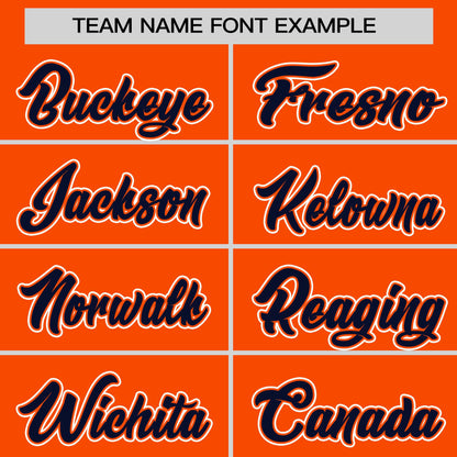 Custom Orange Navy Pinstripe Personalized Raglan Sleeves Authentic Baseball Jersey