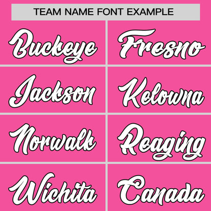 Custom Pink Black Pinstripe Personalized Raglan Sleeves Authentic Baseball Jersey