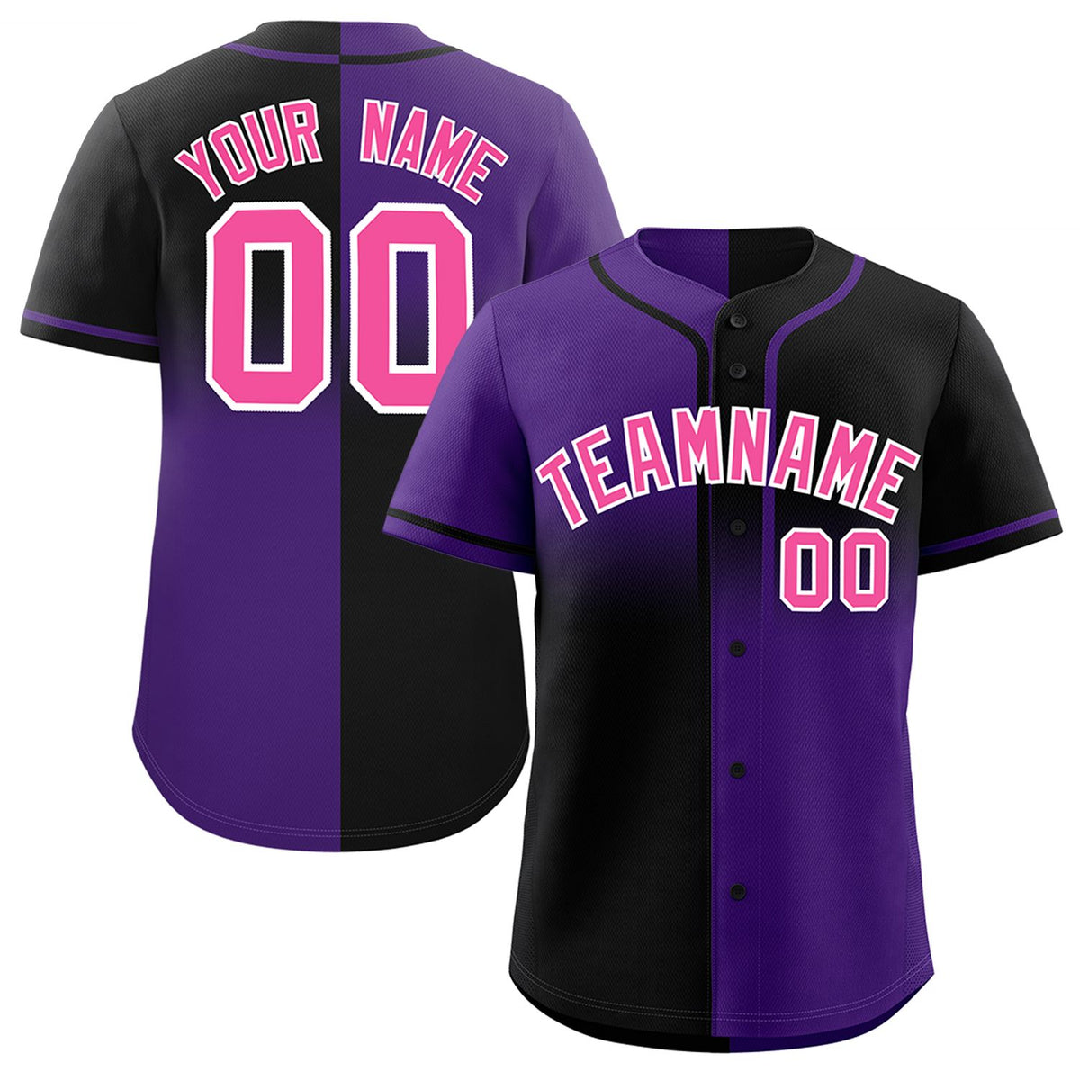 Custom Black Purple Personalized Symmetrical Gradient Design Authentic Baseball Jersey