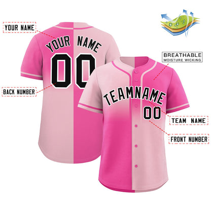 Custom Pink Light Pink Personalized Symmetrical Gradient Design Authentic Baseball Jersey