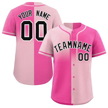 Custom Pink Light Pink Personalized Symmetrical Gradient Design Authentic Baseball Jersey