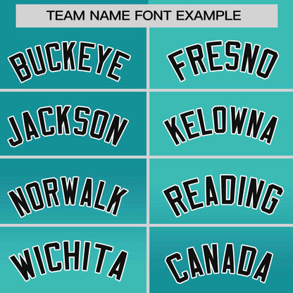 Custom Bright Green Aqua Personalized Symmetrical Gradient Design Authentic Baseball Jersey