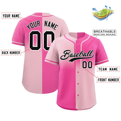 Custom Pink Light Pink Personalized Symmetrical Gradient Design Authentic Baseball Jersey
