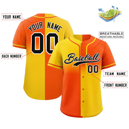 Custom Orange Gold Personalized Symmetrical Gradient Design Authentic Baseball Jersey