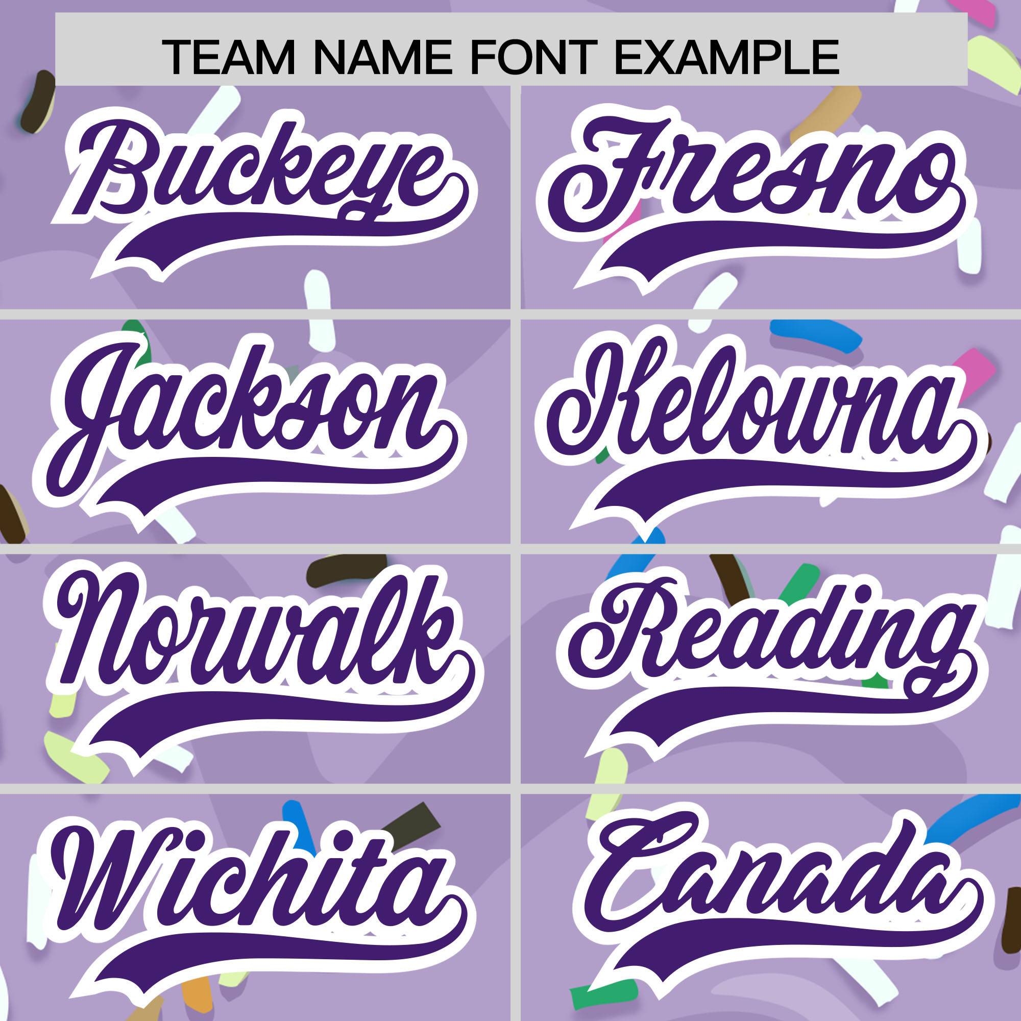 Custom Light Purple Ice Cream Cone Graffiti Pattern Fashion Authentic Baseball Jersey