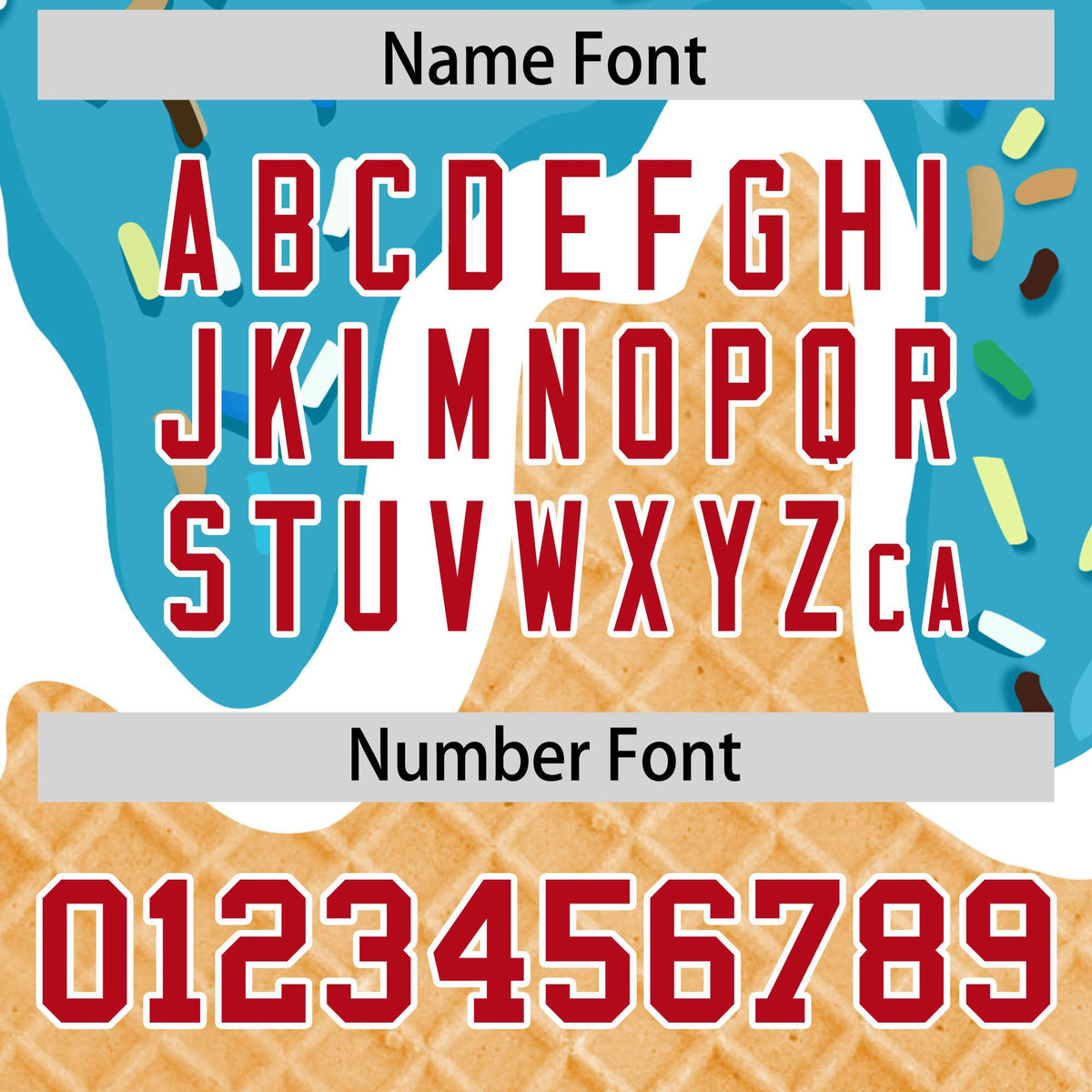 Custom Sky Blue Ice Cream Cone Graffiti Pattern Fashion Authentic Baseball Jersey