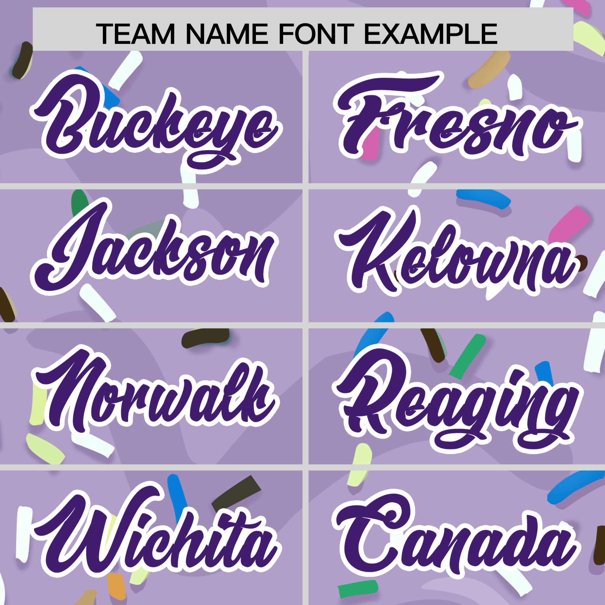 Custom Light Purple Ice Cream Cone Graffiti Pattern Fashion Authentic Baseball Jersey