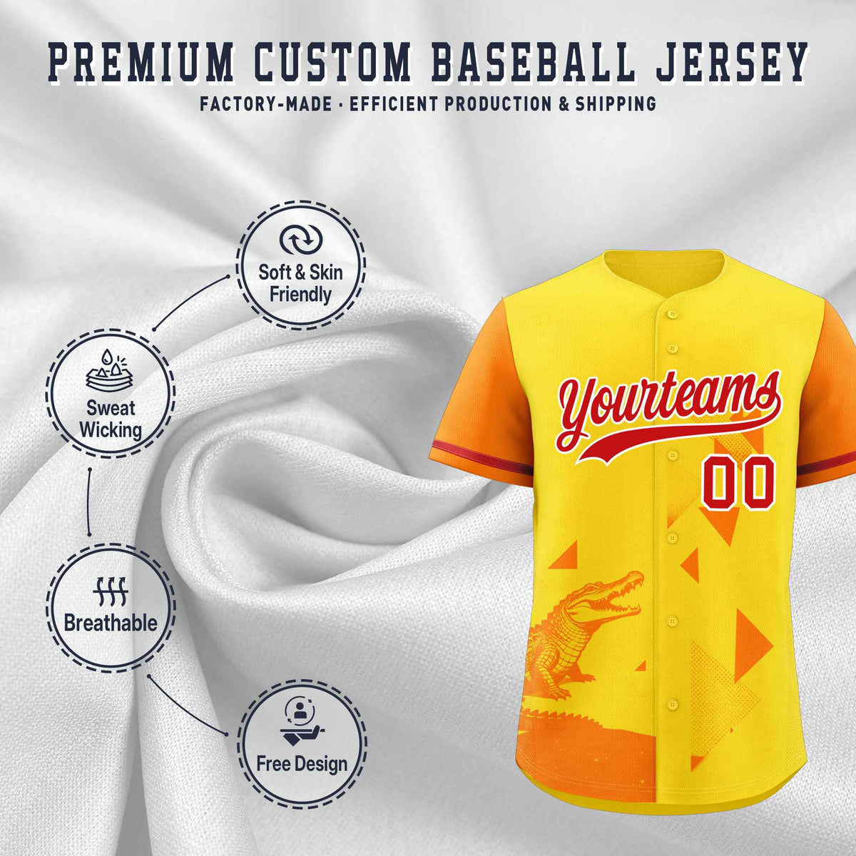 Custom Orange Gold Raptor Series Raglan Sleeves Casual Sports Baseball Jersey