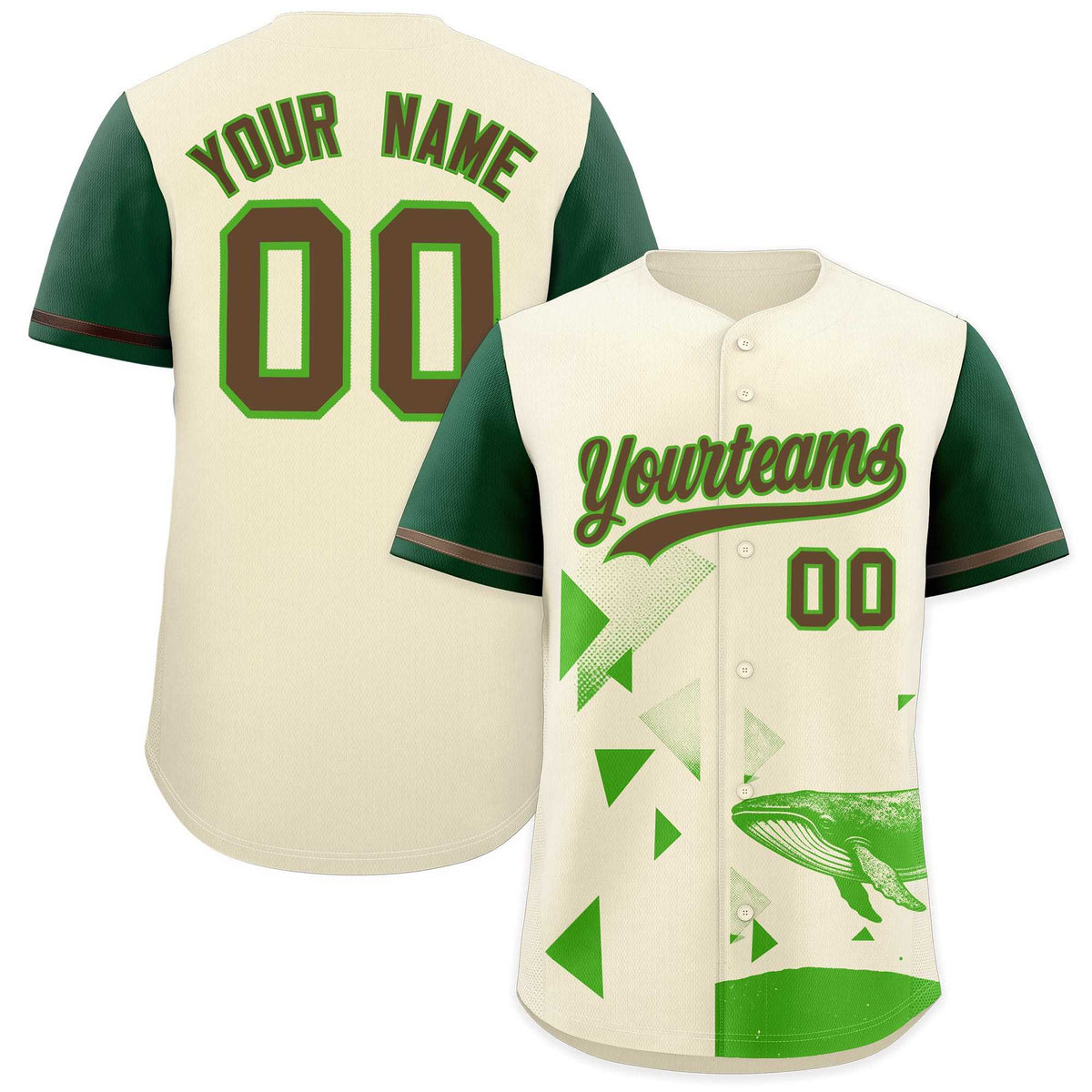 Custom Kelly Green Cream Raptor Series Raglan Sleeves Urban Style Baseball Jersey