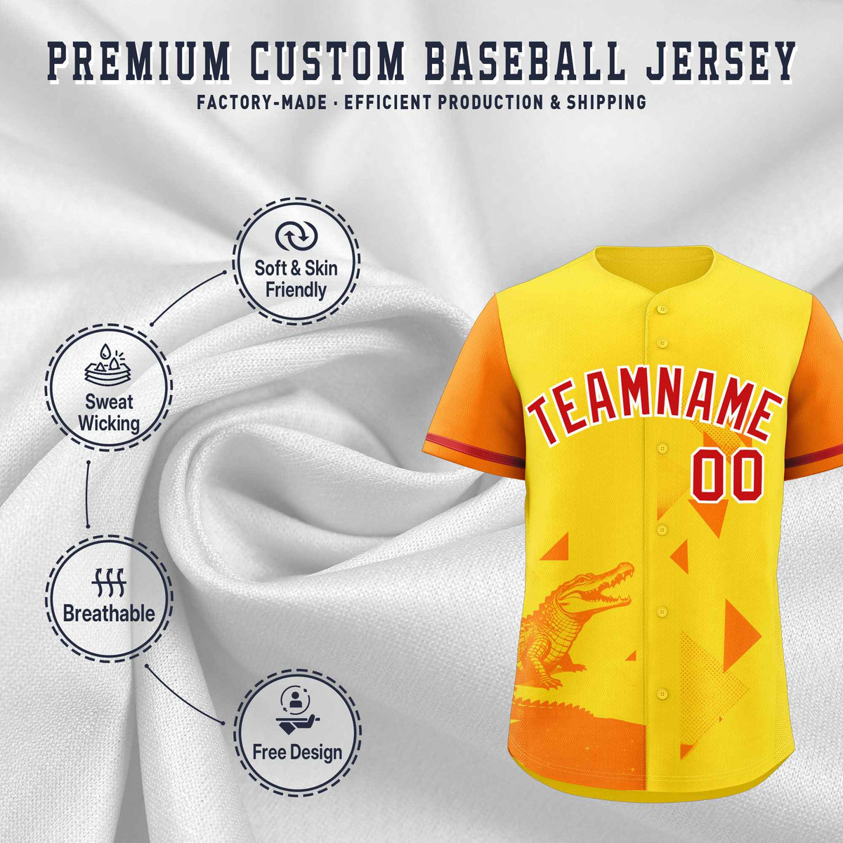Custom Orange Gold Raptor Series Raglan Sleeves Casual Sports Baseball Jersey