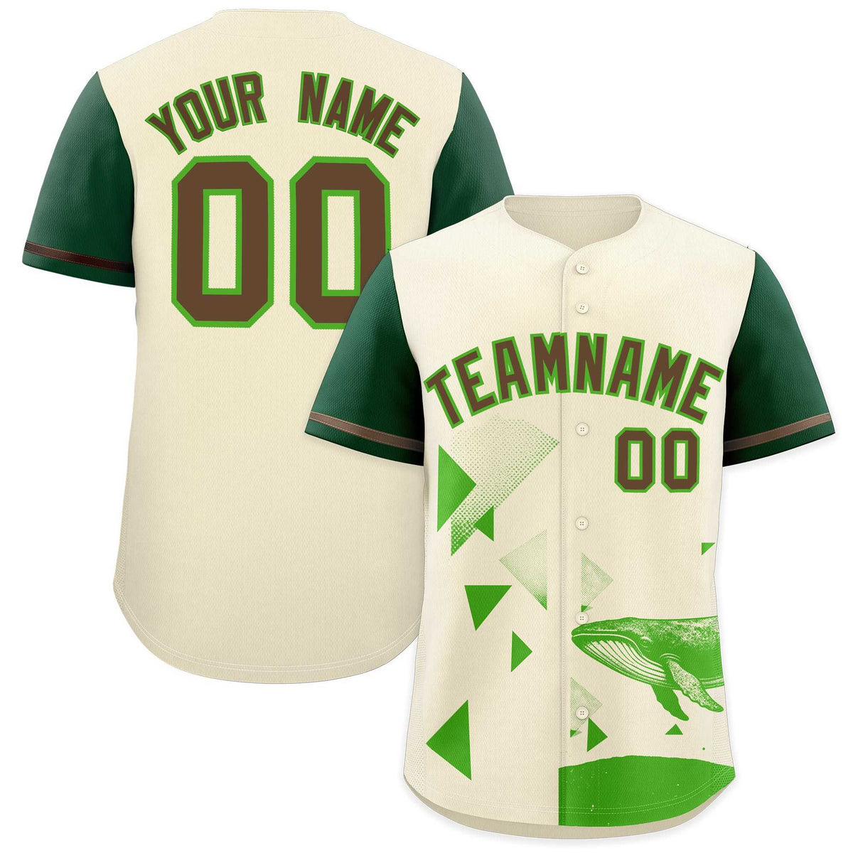 Custom Kelly Green Cream Raptor Series Raglan Sleeves Urban Style Baseball Jersey