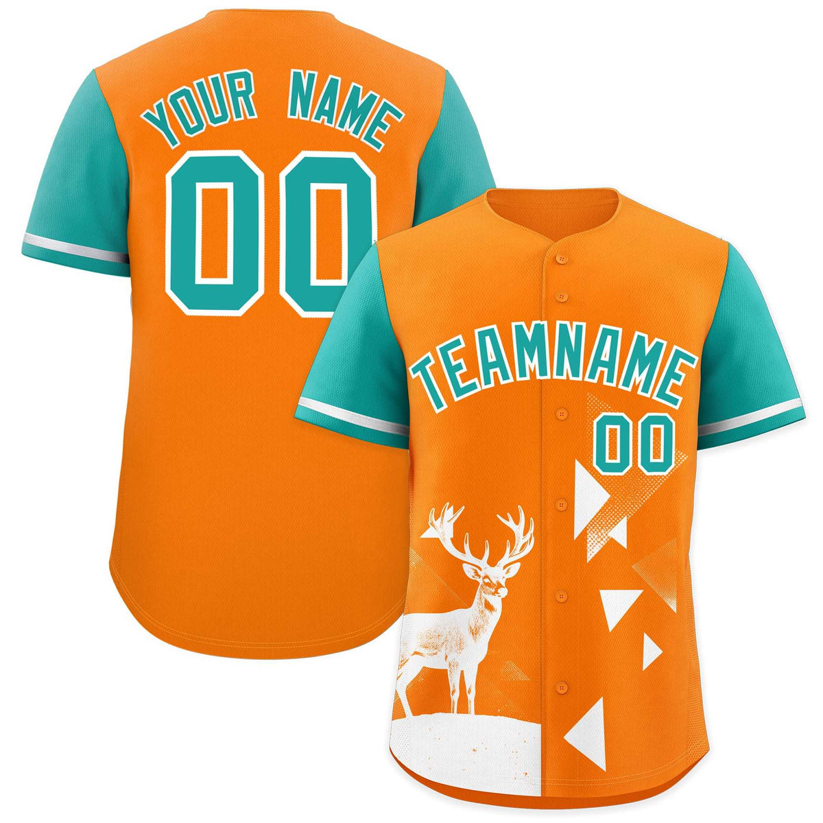 Custom Aqua Orange Raptor Series Raglan Sleeves Breathable Baseball Jersey