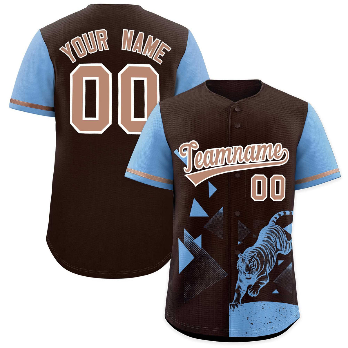 Custom Powder Blue Brown Raptor Series Raglan Sleeves Drapable Baseball Jersey |KXKSHOP