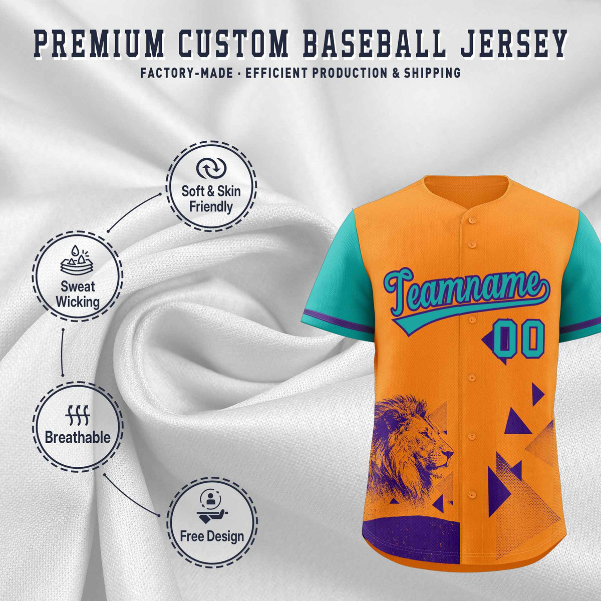 Custom Aqua Orange Raptor Series Raglan Sleeves Street Style Baseball Jersey |KXKSHOP