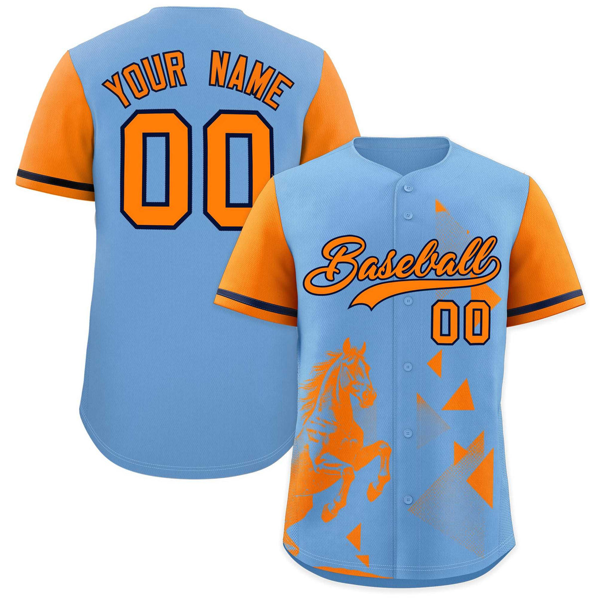 Custom Orange Powder Blue Raptor Series Raglan Sleeves Street Style Baseball Jersey