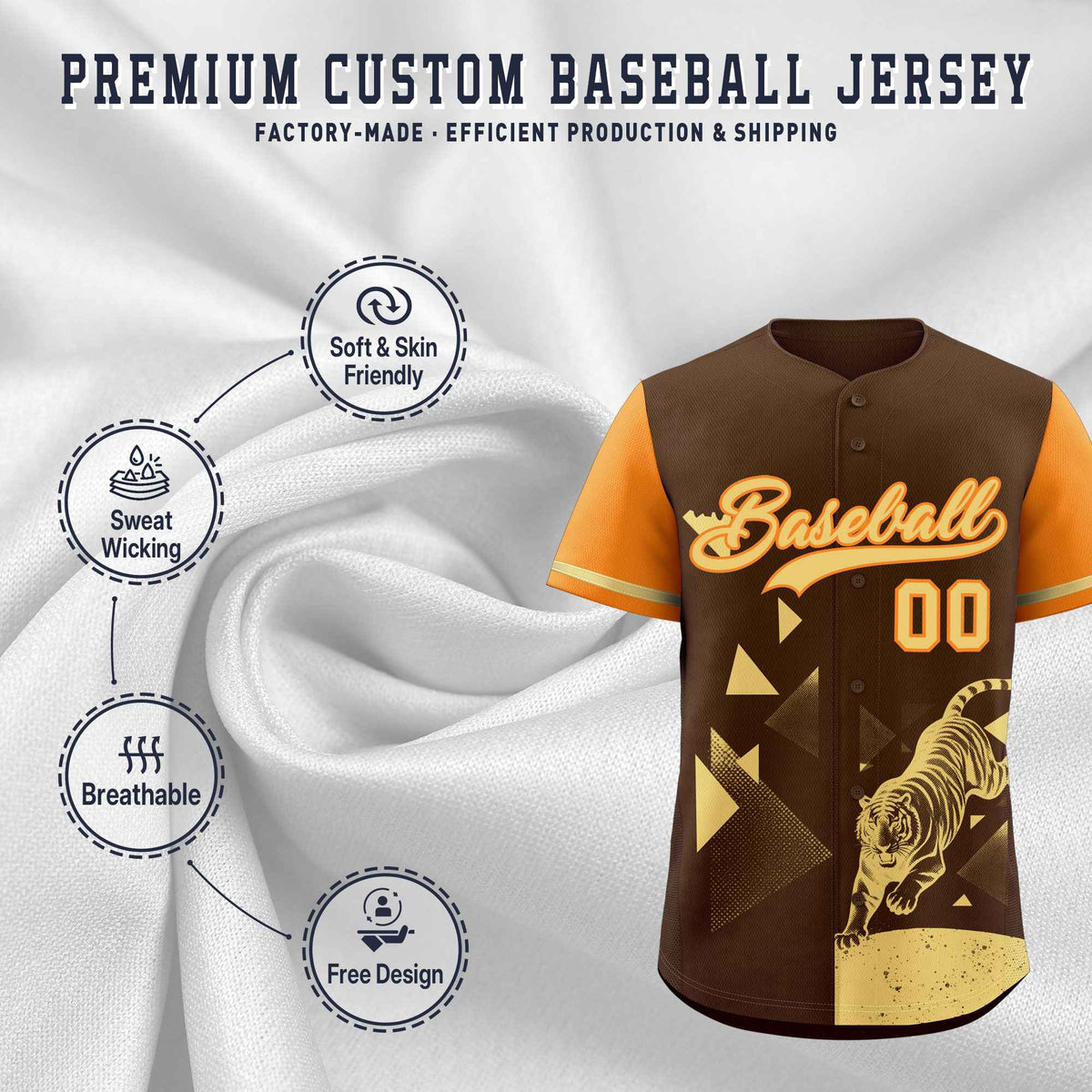 Custom Orange Brown Raptor Series Raglan Sleeves Urban Style Baseball Jersey