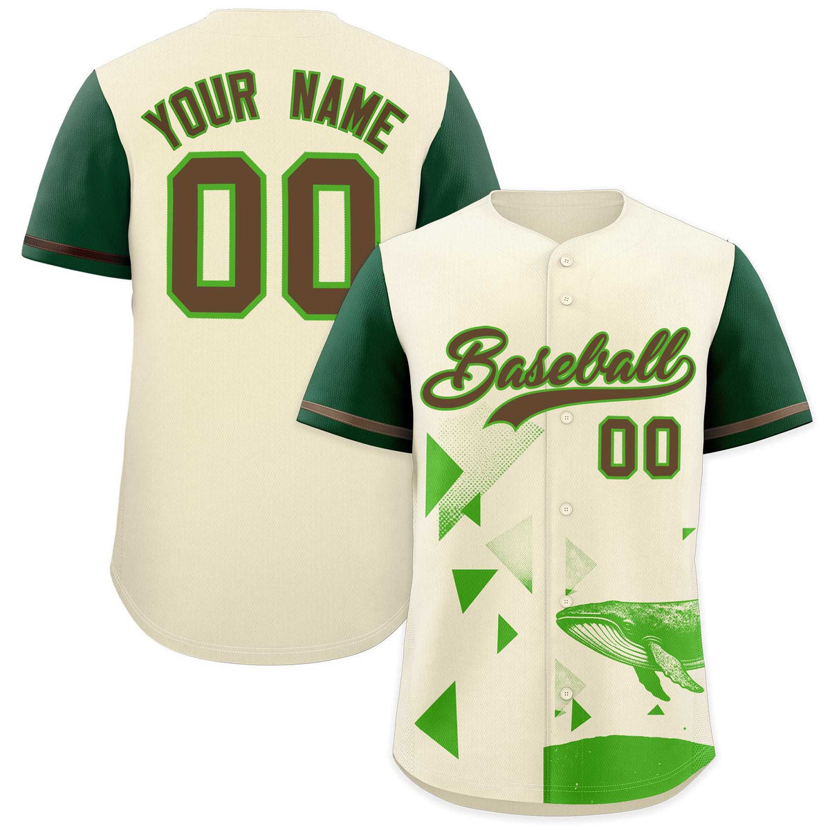 Custom Kelly Green Cream Raptor Series Raglan Sleeves Urban Style Baseball Jersey